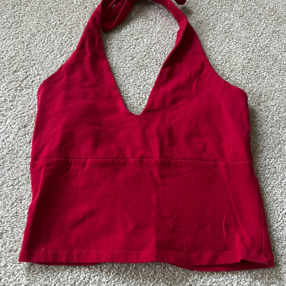 Hollister red tie halter top size medium